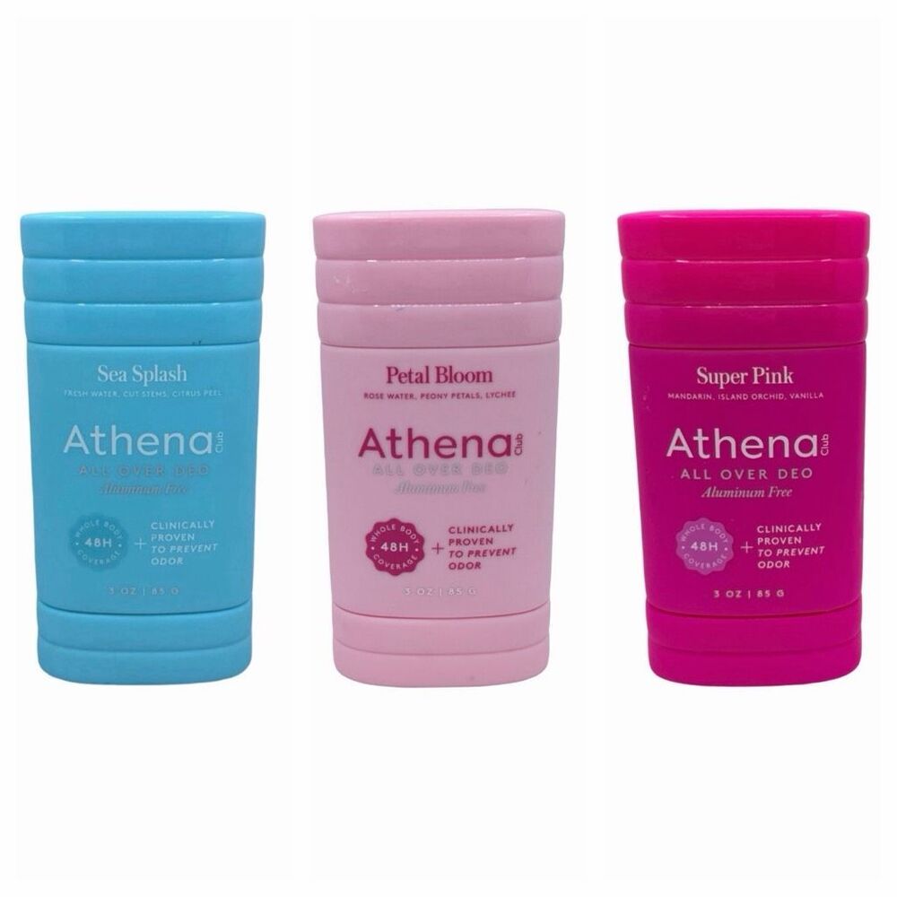 Athena Club Aluminum-Free All Over Deodorant Bundle - 3 Sticks - 3 oz / 85g x 3
